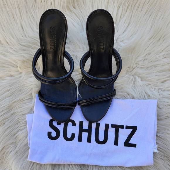 Schutz Lucimar Strappy Heeled Sandals Black - Picture 2 of 10